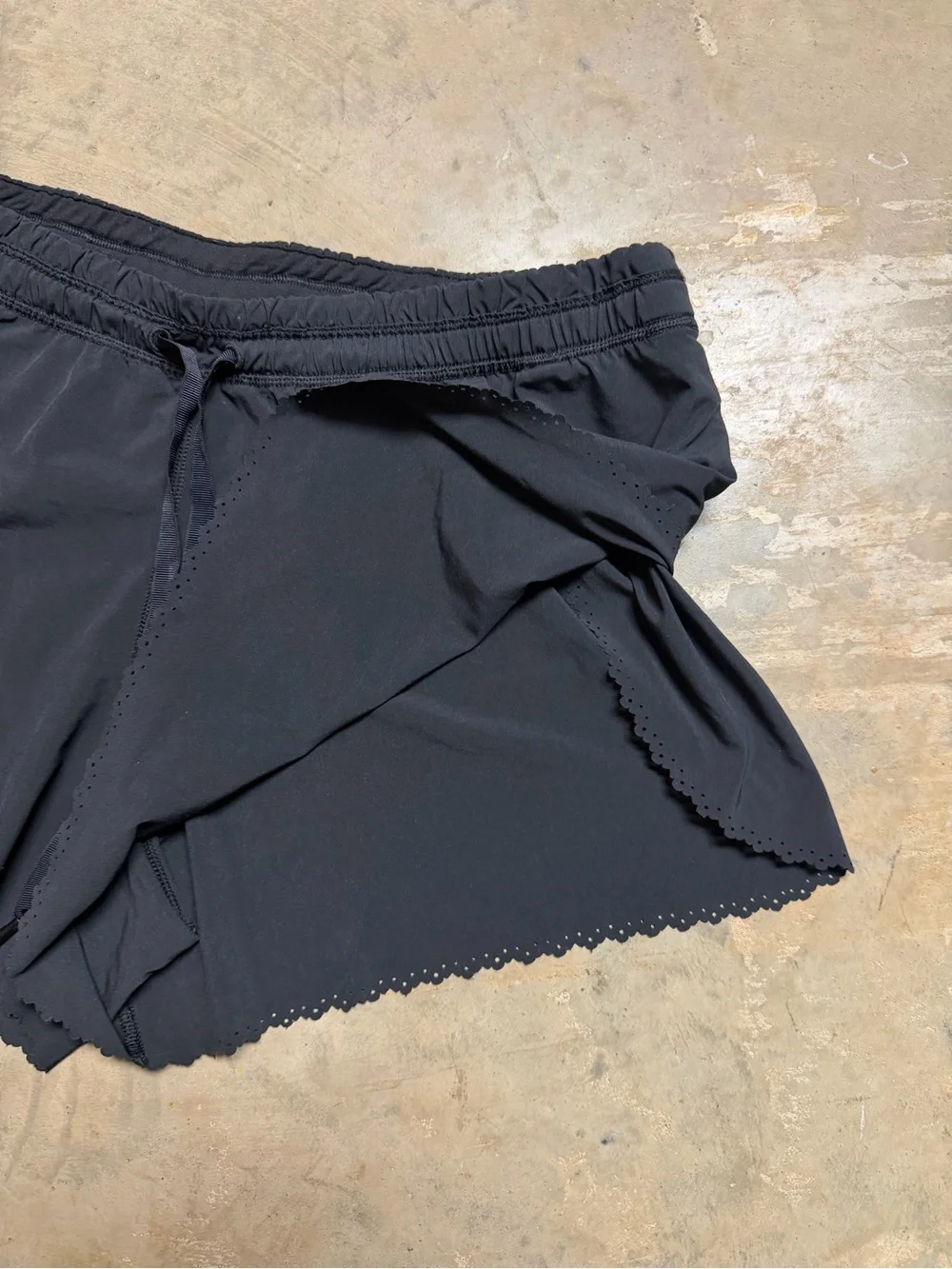 lululemon athletica Black Athletic Shorts with Scalloped Hem